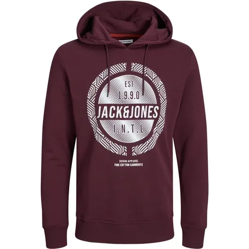 Moderner Hoodie mit Frontprint , Herren, Größe: L - jack & jones - Modalova