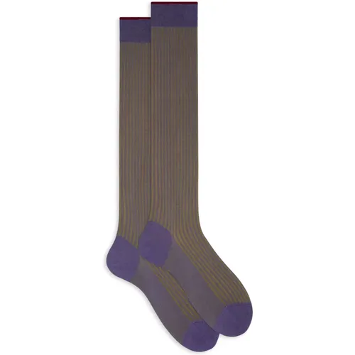 Stilvolle italienische lange Plated Cotton Socken , Herren, Größe: M - Gallo - Modalova