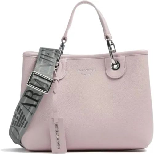Kleine Rosa Einkaufstasche mit Verstellbarem Riemen und Abnehmbarer Innentasche - Emporio Armani - Modalova