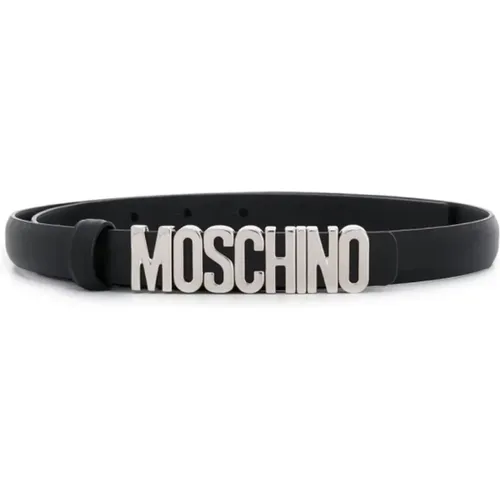 Logo Plaque Leather Belt , female, Sizes: M - Moschino - Modalova