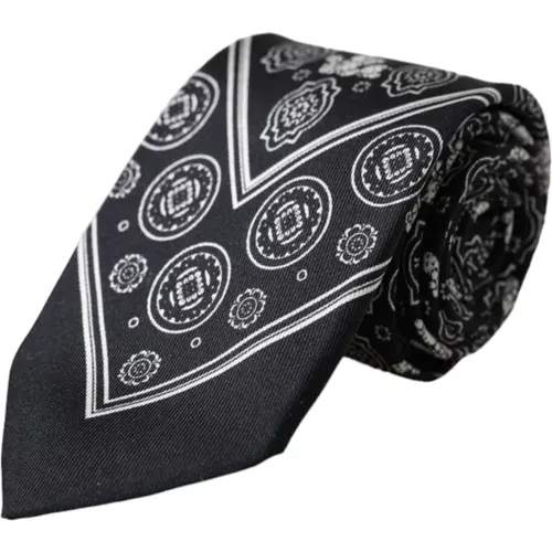 Patterned silk tie with logo , male, Sizes: ONE SIZE - Dolce & Gabbana - Modalova