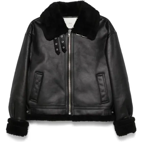 Faux Leather Shearling Jacket , female, Sizes: S - Dunst - Modalova