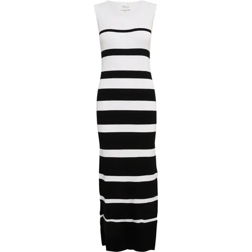 Striped Knit Dress Snow White , female, Sizes: XS, L, M - My Essential Wardrobe - Modalova