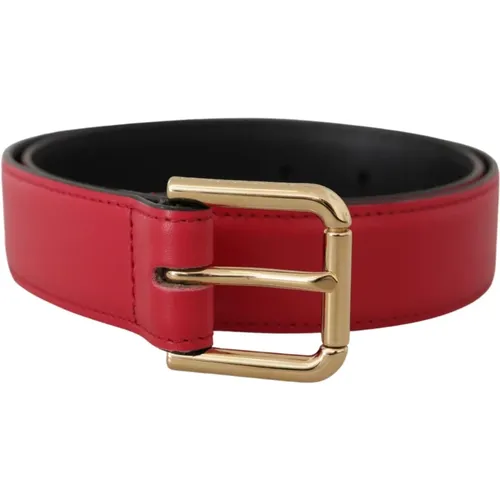 Leather Womens Belt with Gold Logo Buckle , female, Sizes: 70 CM - Dolce & Gabbana - Modalova