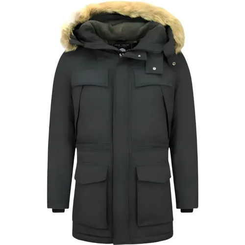 Lange Wintermäntel - Pelz Parka Jacke für Herren - Pi-891Z , Herren, Größe: L - Enos - Modalova