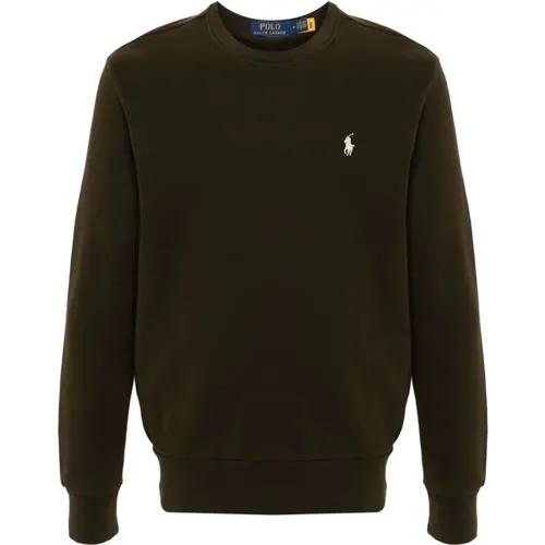 Grüner Crewneck Pullover mit Besticktem Pony , Herren, Größe: L - Polo Ralph Lauren - Modalova