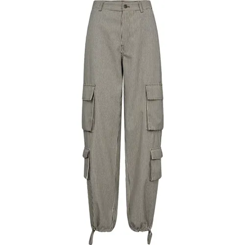Cargo Pants with Side Pockets and Striped Print , female, Sizes: XS, L, XL, S - Co'Couture - Modalova