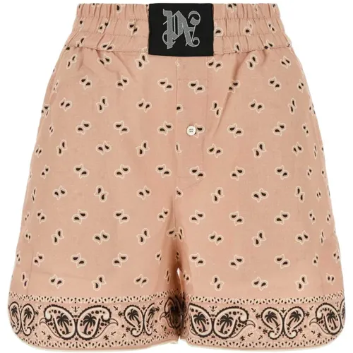 Bedruckte Leinen-Shorts , Damen, Größe: S - Palm Angels - Modalova