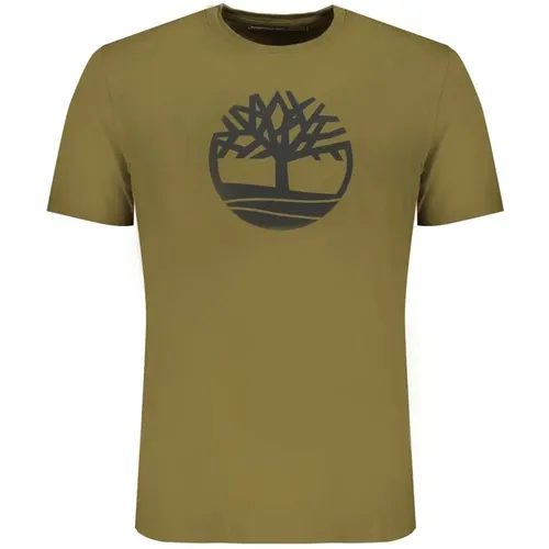 Grünes Baumwoll-T-Shirt , Herren, Größe: XL - Timberland - Modalova