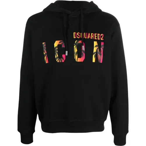 Tropical Logo Printed Hoodie , male, Sizes: M, L, XL, S - Dsquared2 - Modalova