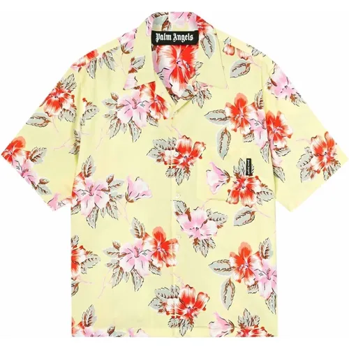 Short Sleeve Floral Print Bowling Shirt , male, Sizes: M - Palm Angels - Modalova