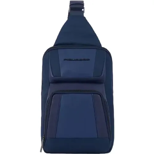 Blaue Monospalla Tasche mit AirPods Tasche - Piquadro - Modalova