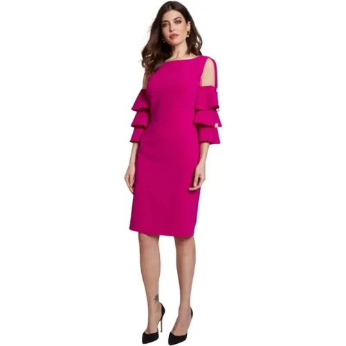 Elegant Day Dress with Sheer Details and Ruffled Sleeves - Size 44 , female, Sizes: XL, L - Moskada - Modalova