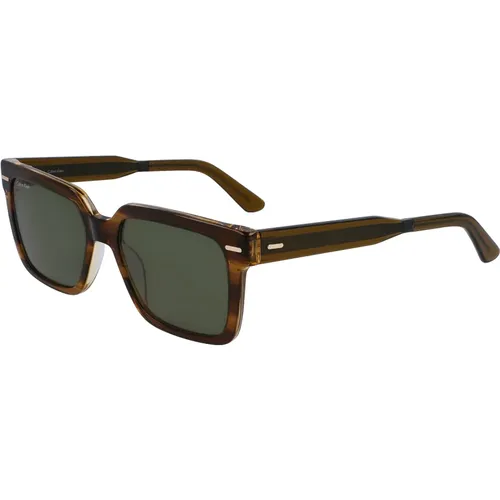 Striped Olive/Green Sonnenbrillen , Herren, Größe: 55 MM - Calvin Klein - Modalova