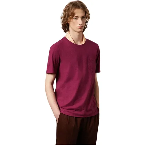 Leichtes Baumwoll-Jersey T-Shirt mit Brusttasche , Herren, Größe: XL - Massimo Alba - Modalova