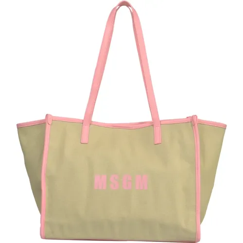 Pink Canvas Shopping Bag , female, Sizes: ONE SIZE - Msgm - Modalova