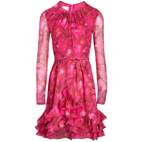 Silk Fuchsia Print Dress , female, Sizes: S - Giambattista Valli - Modalova