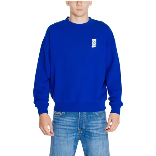 Blauer Rundhals-Sweatshirt Herren Herbst/Winter , Herren, Größe: M - Replay - Modalova