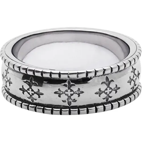 Vintage Silver Cross Patterned Ring , male, Sizes: 64 MM, 56 MM - Nialaya - Modalova