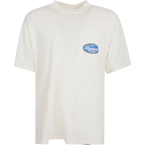 Distressed Logo Print Crew Neck T-Shirt , male, Sizes: XL, L, M - Represent - Modalova