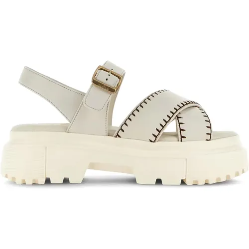 Flat Sandalen , Damen, Größe: 37 1/2 EU - Hogan - Modalova