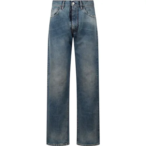Zerrissene Straight Leg Jeans,Stone Washed Distressed Loose Jeans - Maison Margiela - Modalova