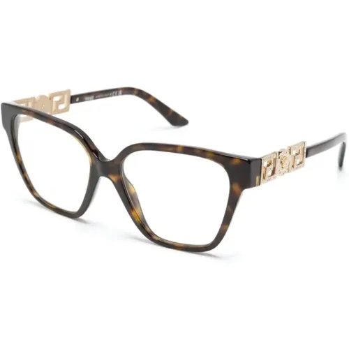 Braun/Havanna Optische Brille, Stilvoll und Vielseitig , Damen, Größe: 54 MM - Versace - Modalova