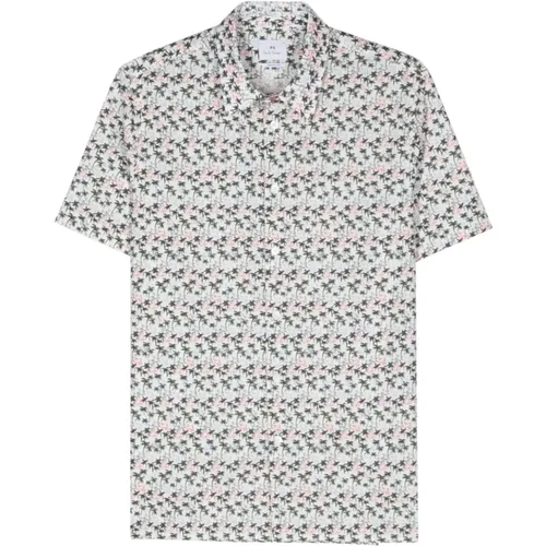 White Palm Tree Print Shirt , male, Sizes: M, S, XL, L - Paul Smith - Modalova