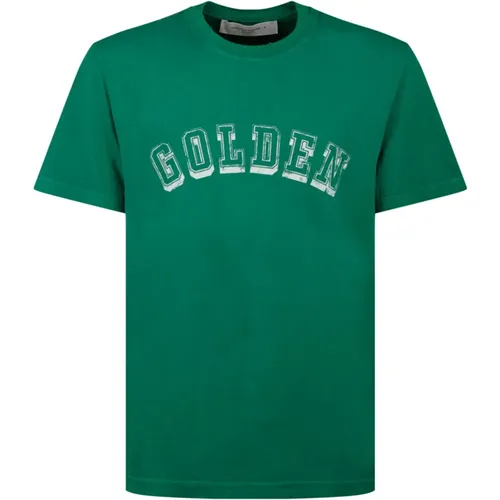Logo Print T-Shirt with Double Star , male, Sizes: XL, S, L - Golden Goose - Modalova