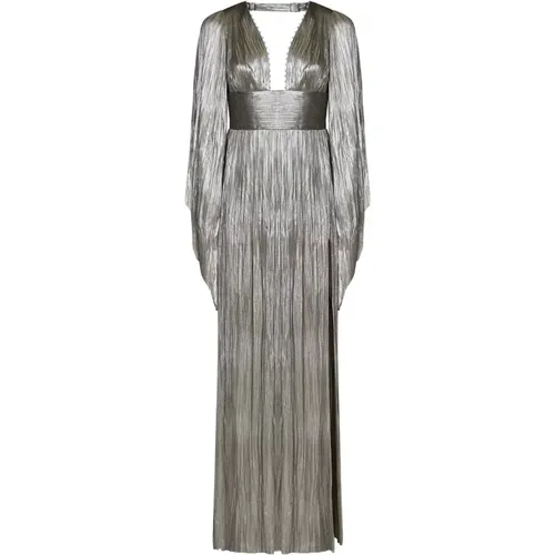 Metallic Silk Tulle Maxi Dress with Swarovski Crystals , female, Sizes: M, XL - Maria Lucia Hohan - Modalova