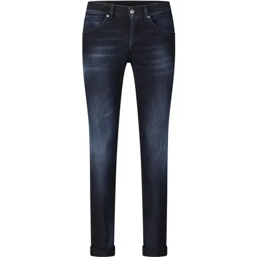 Schmale Passform Knopfleiste Denim Jeans , Herren, Größe: W32 - Dondup - Modalova