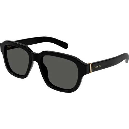 Schwarze/Graue Sonnenbrille , Herren, Größe: 55 MM - Gucci - Modalova