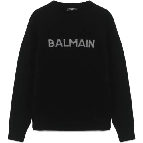 Schwarzer Gestrickter Logo Pullover - Balmain - Modalova