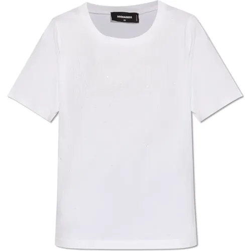 T-Shirt mit Logo , Damen, Größe: 2XS - Dsquared2 - Modalova