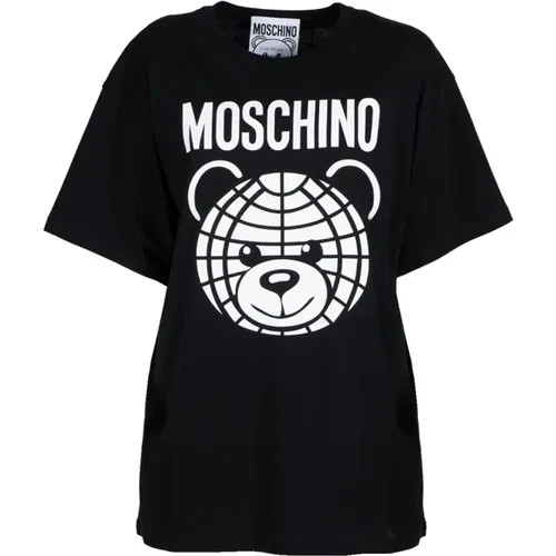 World Teddy Crewneck T-Shirt , female, Sizes: S - Moschino - Modalova