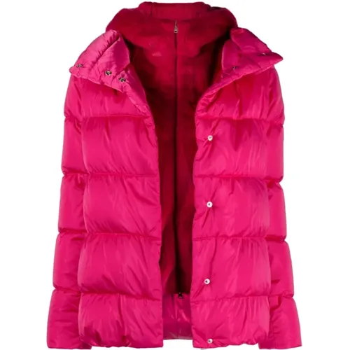Fuchsia Quilted Down Jacket with Hood , female, Sizes: XS - Herno - Modalova