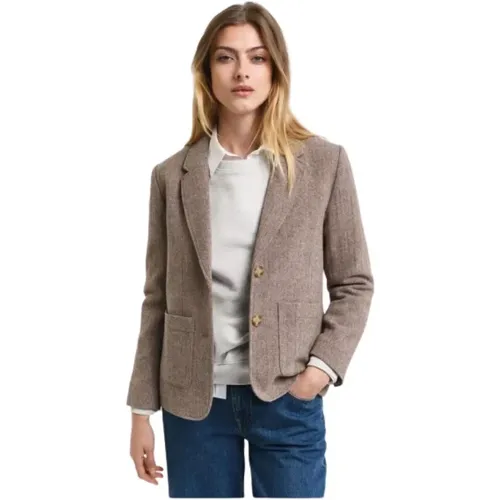 Chevron Wollblazer mit Tailliertem Kragen , Damen, Größe: XS - Gant - Modalova