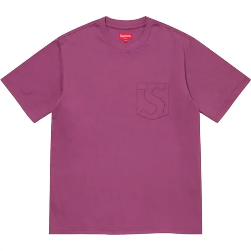 Lila Laser Cut S Logo Tee , Herren, Größe: L - Supreme - Modalova