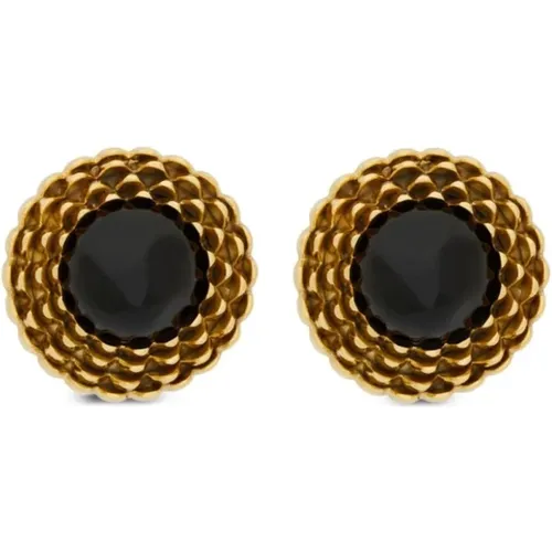 Gold-tone Cabochon Earrings with Resin , female, Sizes: ONE SIZE - Saint Laurent - Modalova