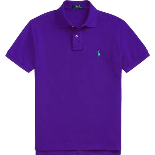 Lila Polo Shirt mit Pony Logo , Herren, Größe: M - Polo Ralph Lauren - Modalova