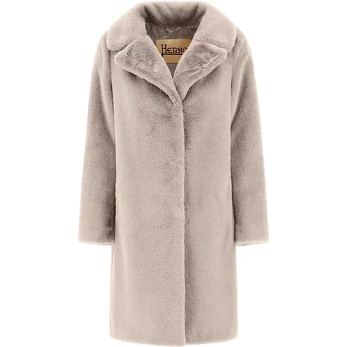 Soft Faux Fur Coat Elegant Style , female, Sizes: M - Herno - Modalova