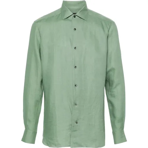 Linen Shirt Classic Style , male, Sizes: M - Ermenegildo Zegna - Modalova