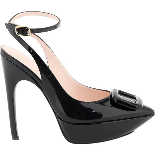 Patent leather viv' choc slingback pumps , female, Sizes: 6 UK, 5 UK - Roger Vivier - Modalova