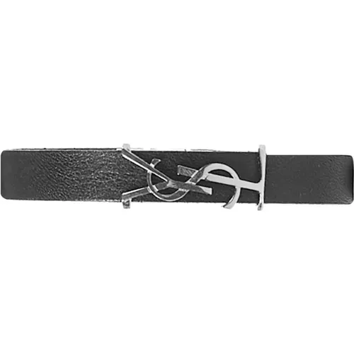 Schwarzes Leder Monogramm Armband - Saint Laurent - Modalova