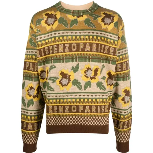 Brauner Fair Isle Pullover , Herren, Größe: L - Kenzo - Modalova