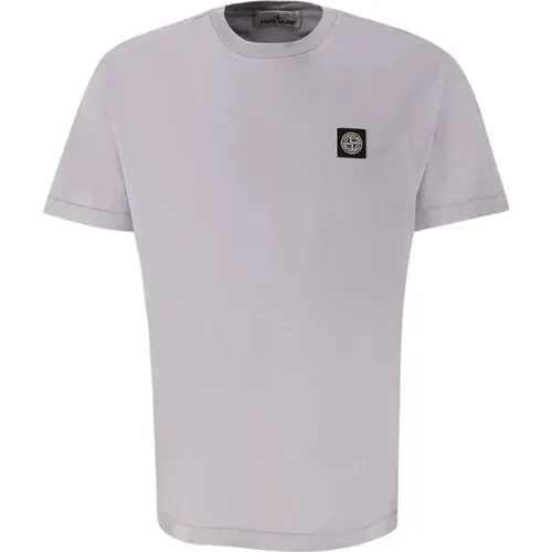 Brustlogo T-Shirt in 'Staub' , Herren, Größe: M - Stone Island - Modalova