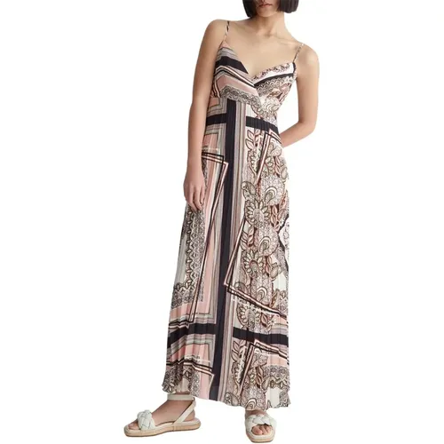 Long Pleated Dress with Scarf Print , female, Sizes: S - Liu Jo - Modalova
