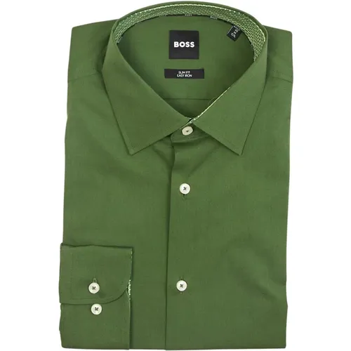 Grünes Slim Fit Hemd , Herren, Größe: S - Hugo Boss - Modalova