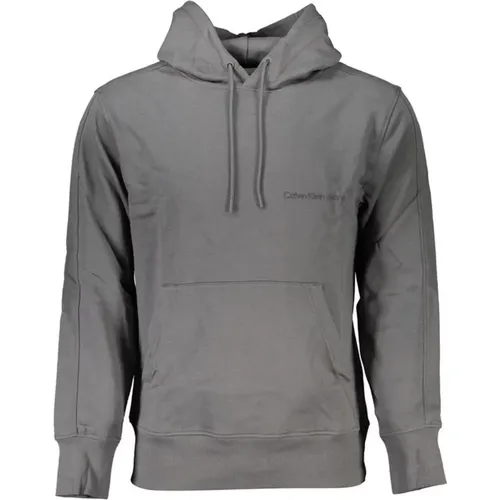 Brushed Cotton Hooded Sweatshirt with Front Pocket and Logo Print , male, Sizes: S, 2XL, L, XL, M - Calvin Klein - Modalova