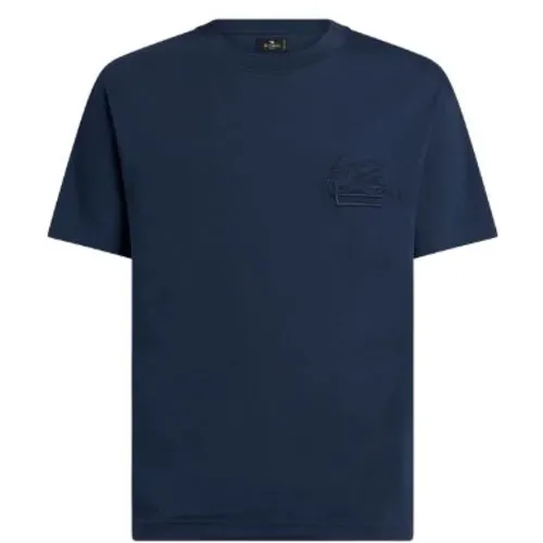 Pegasus Besticktes Navy T-Shirt - ETRO - Modalova